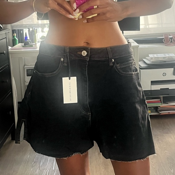 We Wore What BahBah black high rise denim shorts - Picture 2 of 8